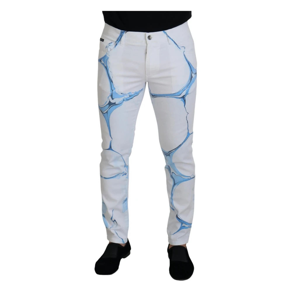Dolce & Gabbana Men's White Elegant Slim Fit Casual Jeans