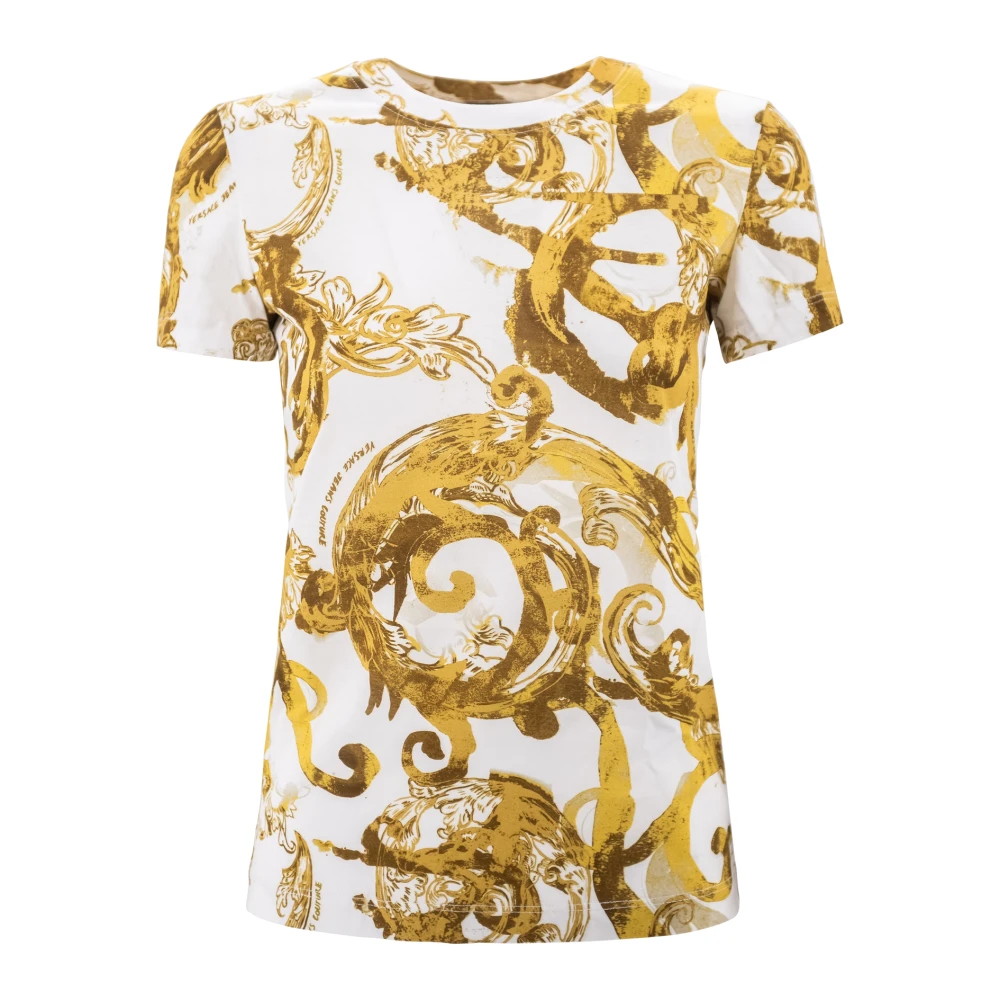 Versace Jeans Couture T-shirt med guldtonad Couture-print Multicolor, Dam