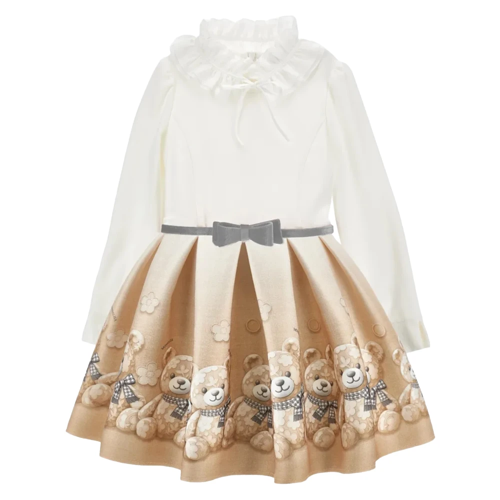 Monnalisa , Kids Occasion Wear, Female, Multicolor, 6 Y, Flower Teddy Bear Dress