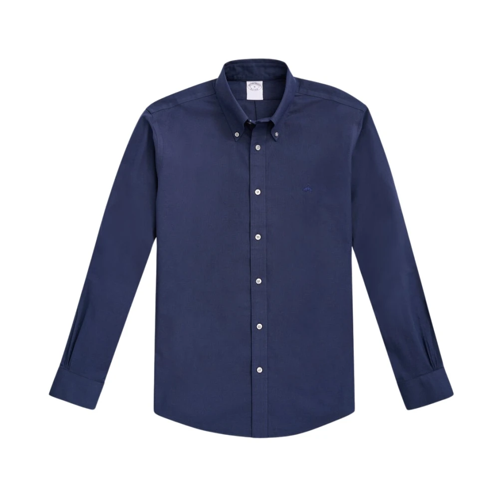 Brooks Brothers Blauw Regular Fit Non-Iron Stretch Katoenen Overhemd met Knoop-Down Kraag Blue Heren