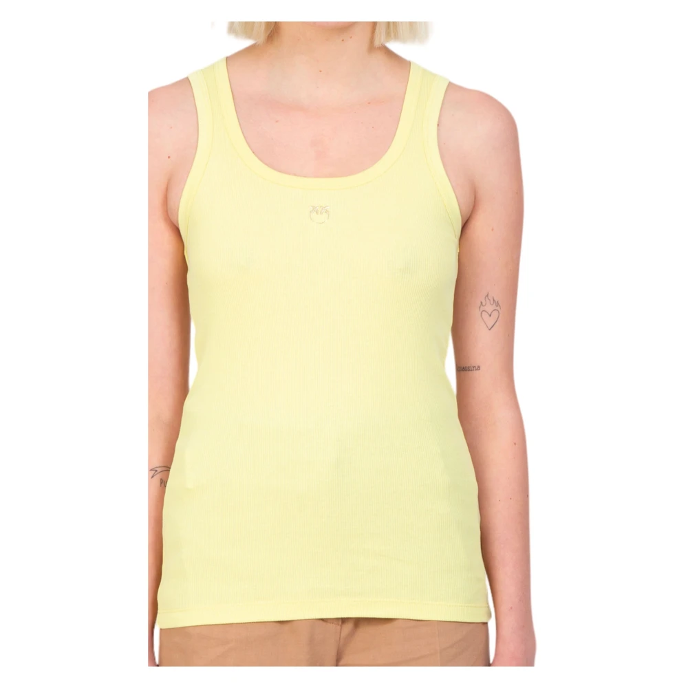 pinko Love Bird Embro Tank Top Yellow Dames