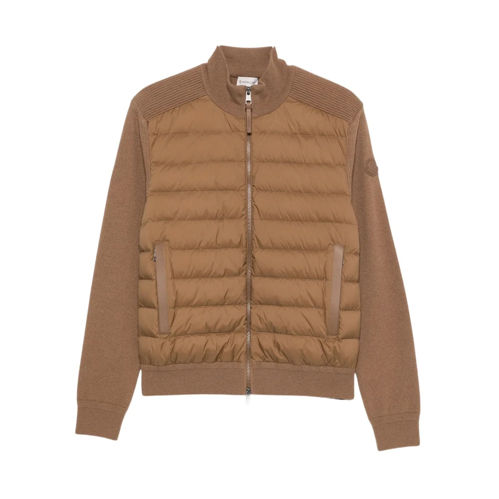 Moncler Wool & Cashmere Blend Padded Zip-Up Cardigan for Men in Brown, Size: M - Image 4