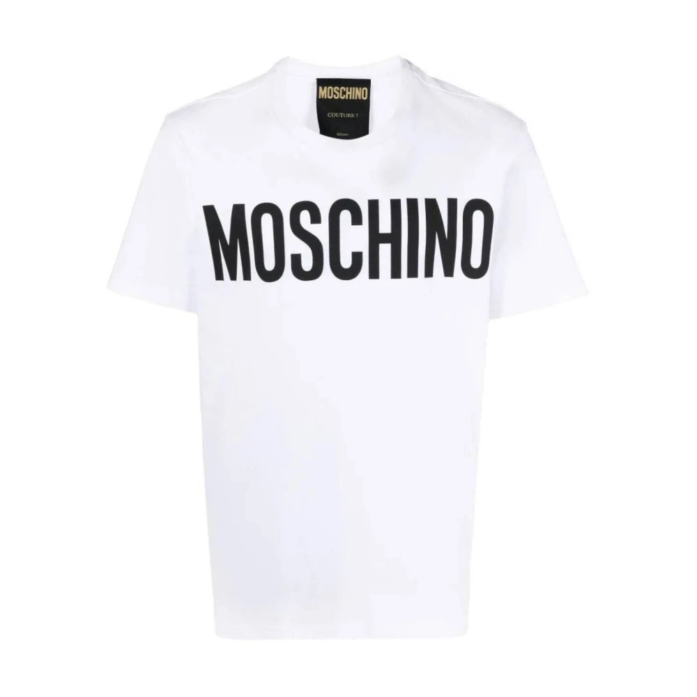 Moschino Men's White Logo Print Cotton T-Shirt Medium