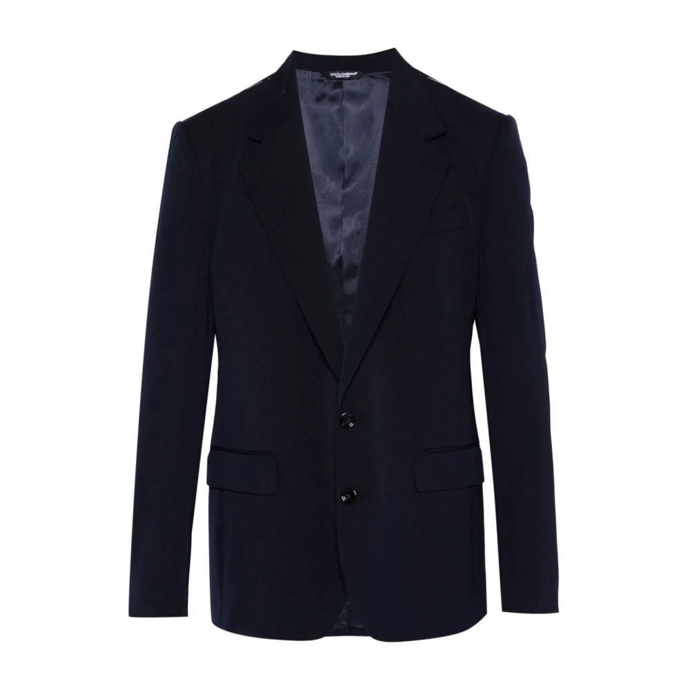 Dolce & Gabbana Navy Blauw Wollen Jas Blue Heren