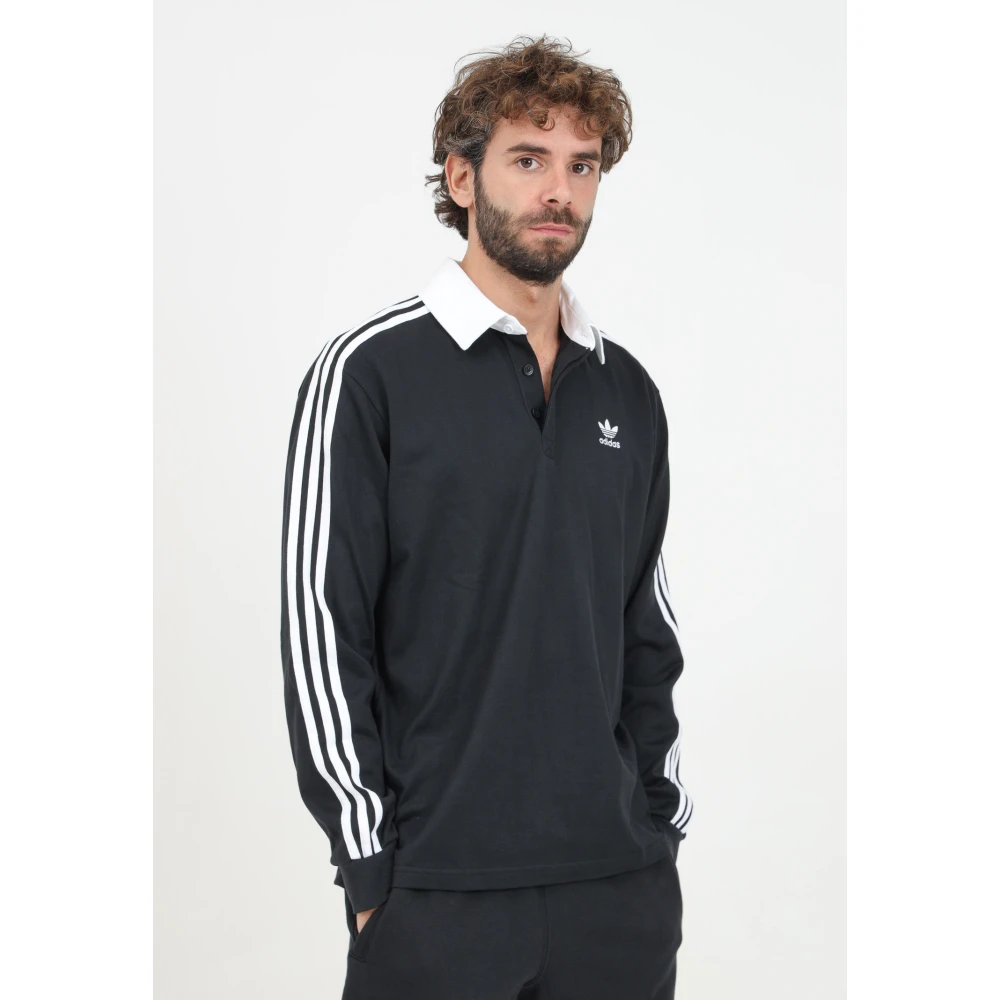 adidas Originals Zwarte Polo Adicolor Rugby Heren Black Heren