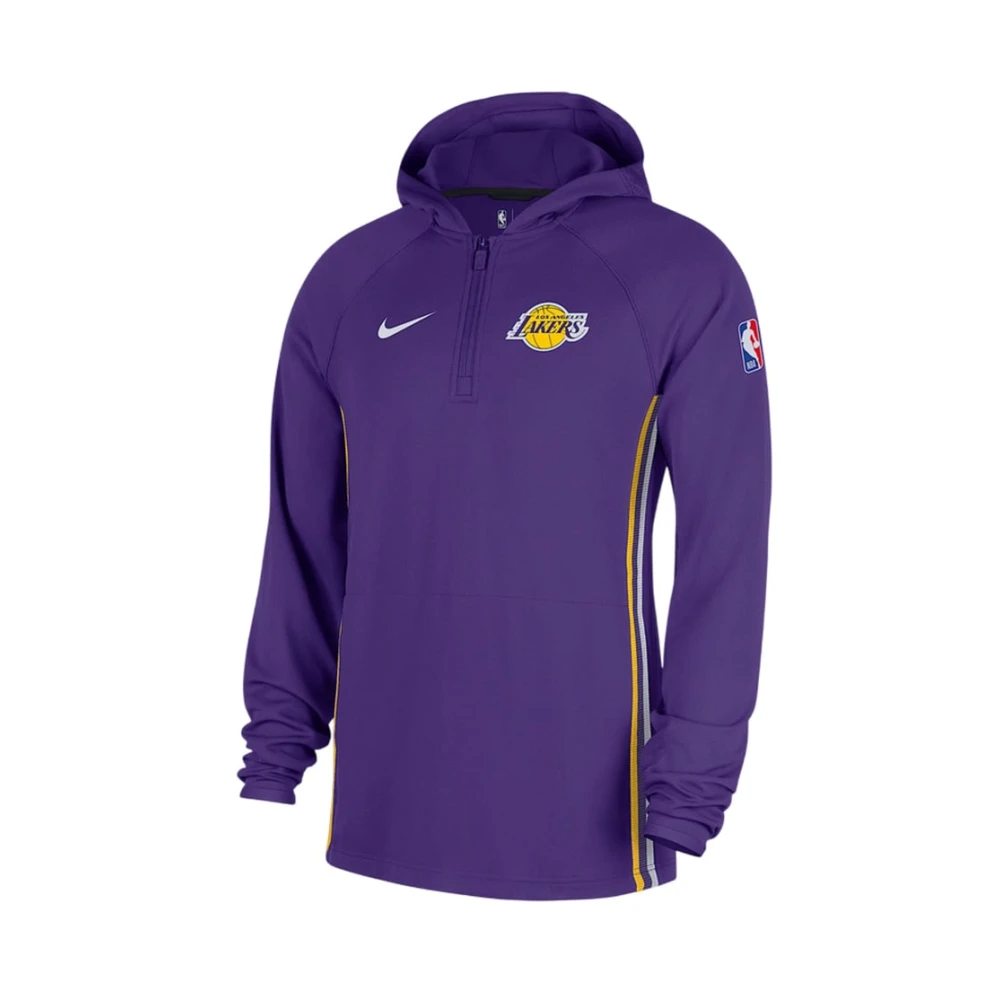 Nike Purple Long Sleeve Training Tops, Male, M, Los Angeles Lakers Zoned 1/4-Zip Hoodie
