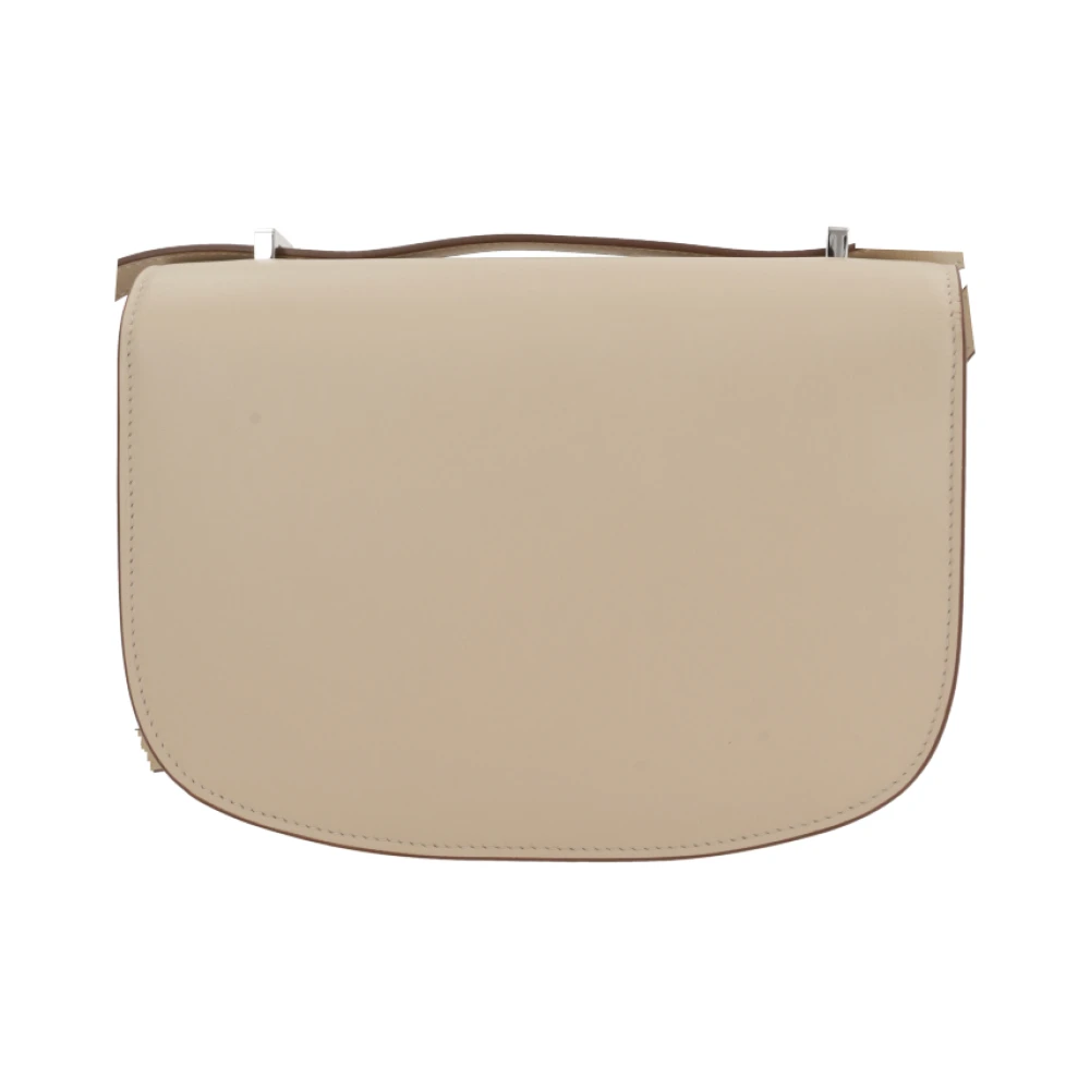 Savette Beige leren schoudertas met zilveren hardware Beige Dames
