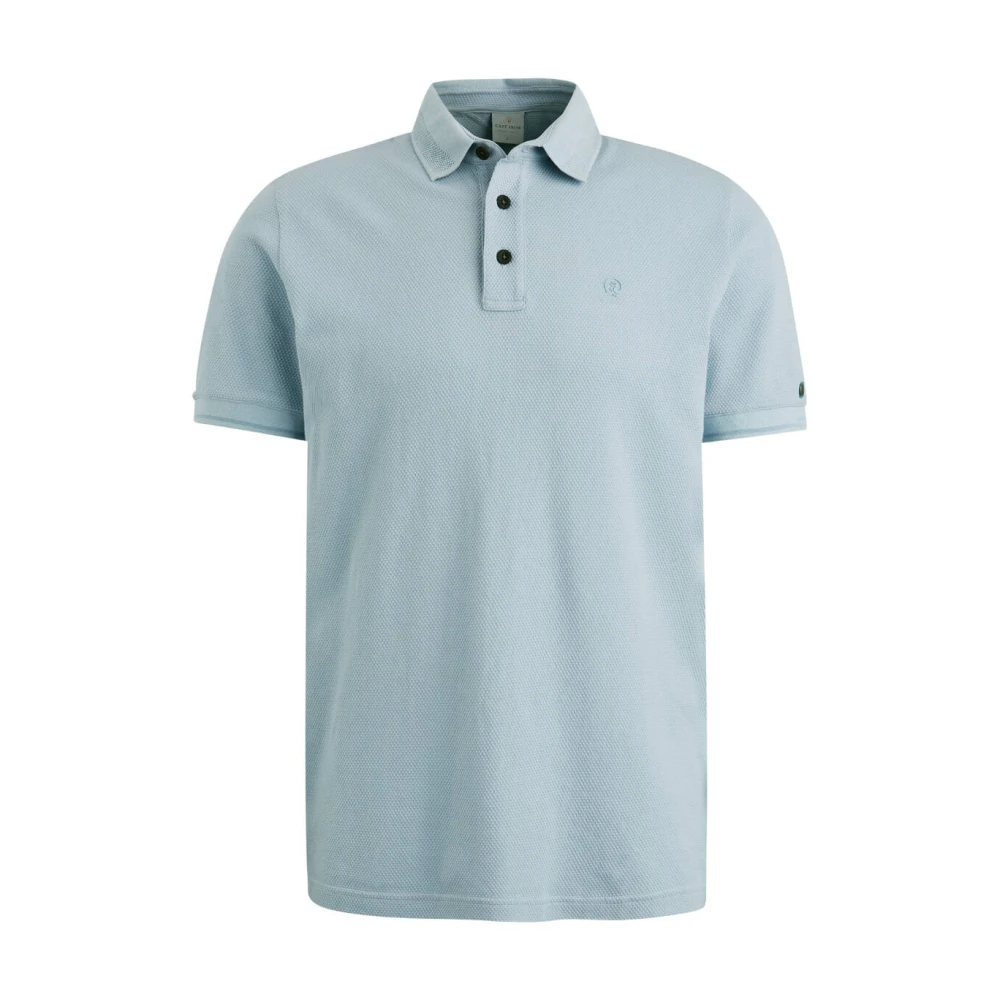 Cast Iron gebreide regular fit polo met ingebreid patroon blauw