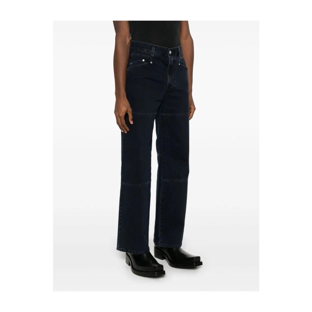 Sunflower Navy Blue Twisted Wide Leg Jeans Blue Heren