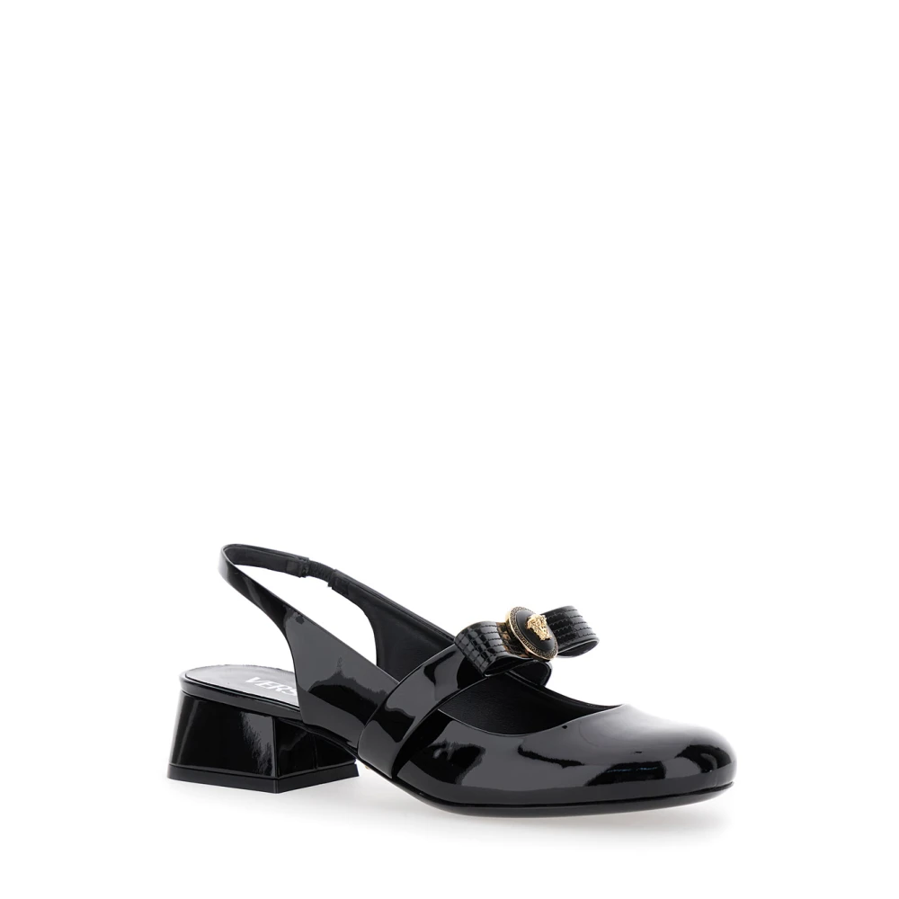 Versace Zwarte ballerina schoenen met hak Black Dames