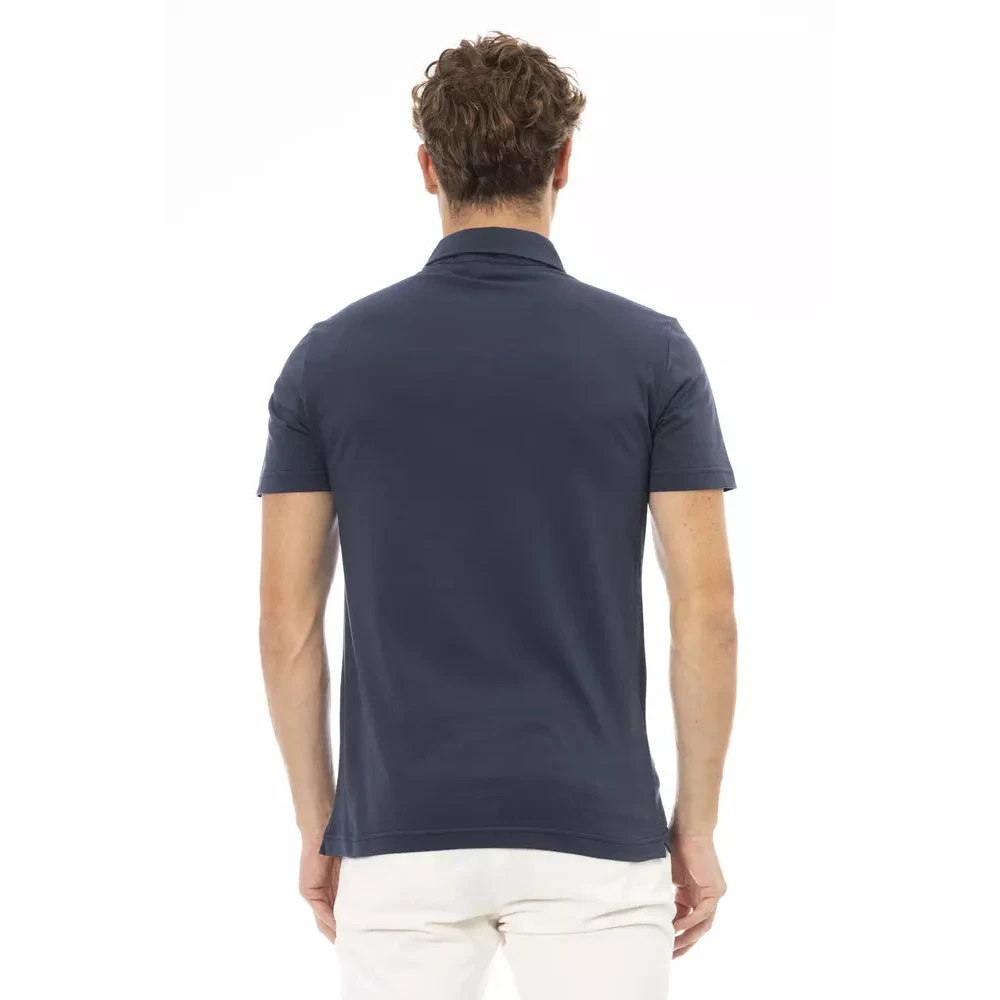 Baldinini Trendy Blauw Polo Shirt met Geborduurd Logo Blue Heren