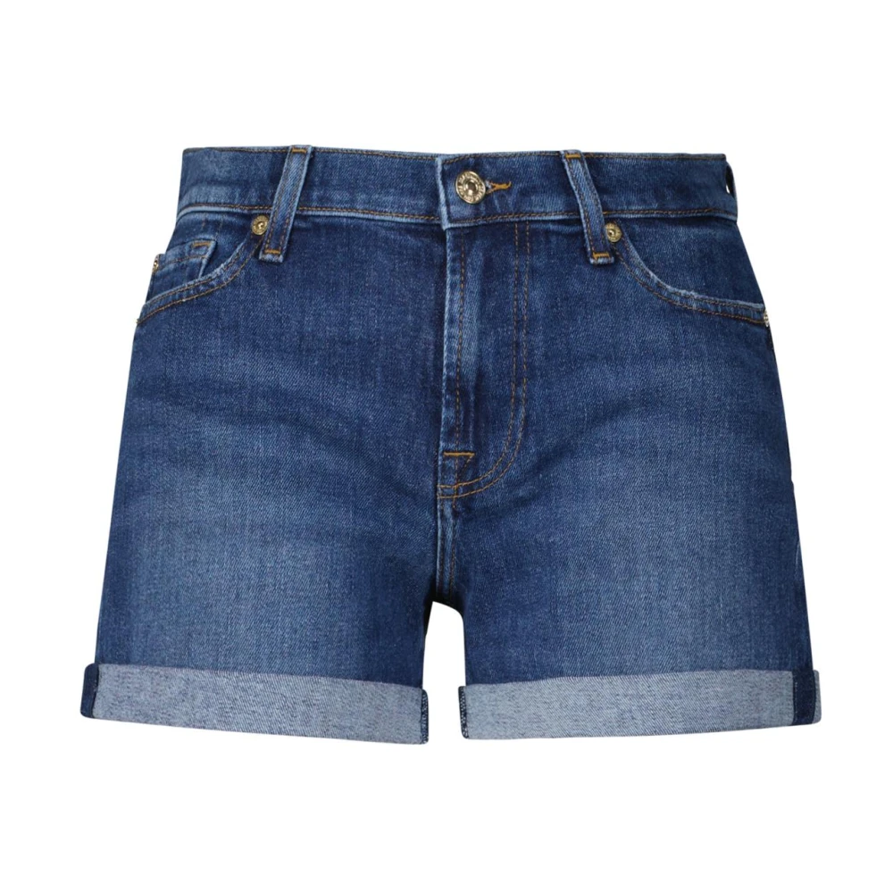 7 For All Mankind Denim Mid Roll Shorts Blue Dames