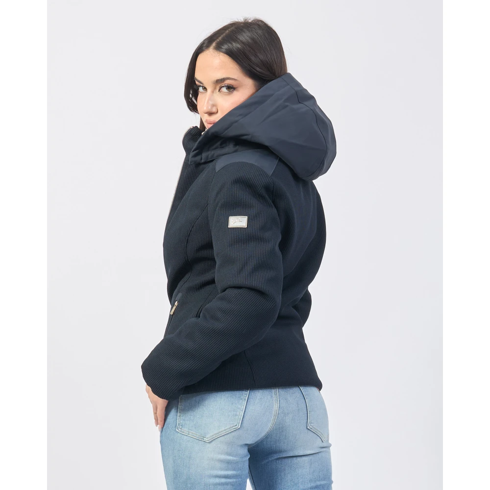 YES ZEE Blauwe Korte Gewatteerde Jas Fullzip Zakken Blue Dames