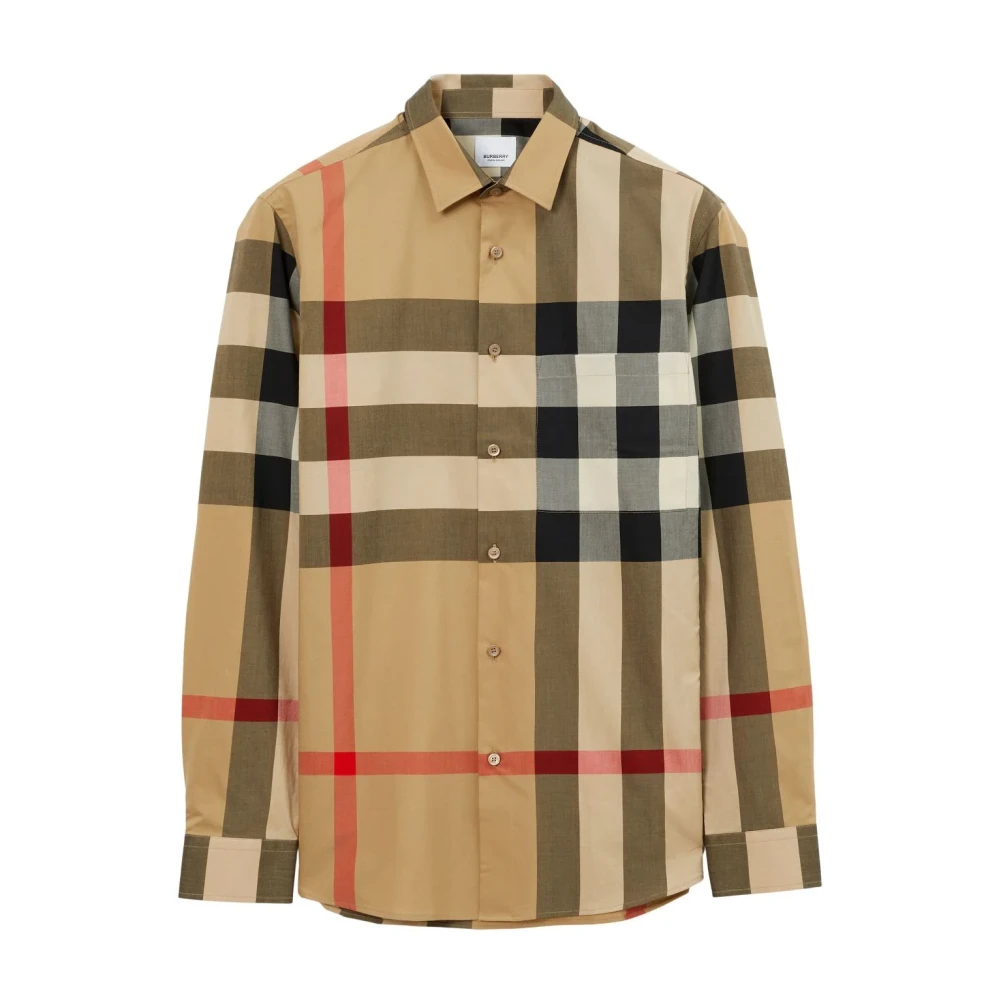 Burberry Bruin geruite katoenen poplin overhemd Brown Heren