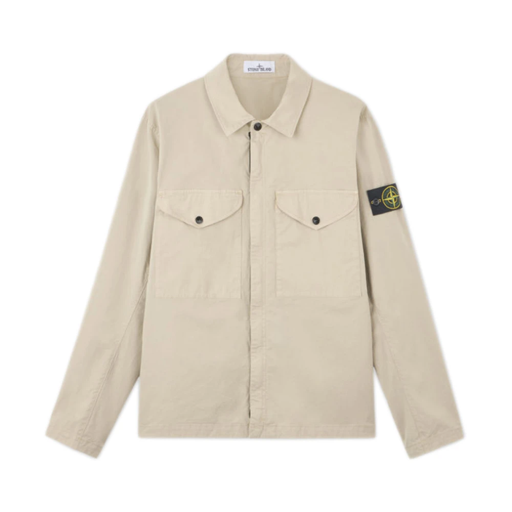 Stone Island Beige Jas met Badge Beige Heren