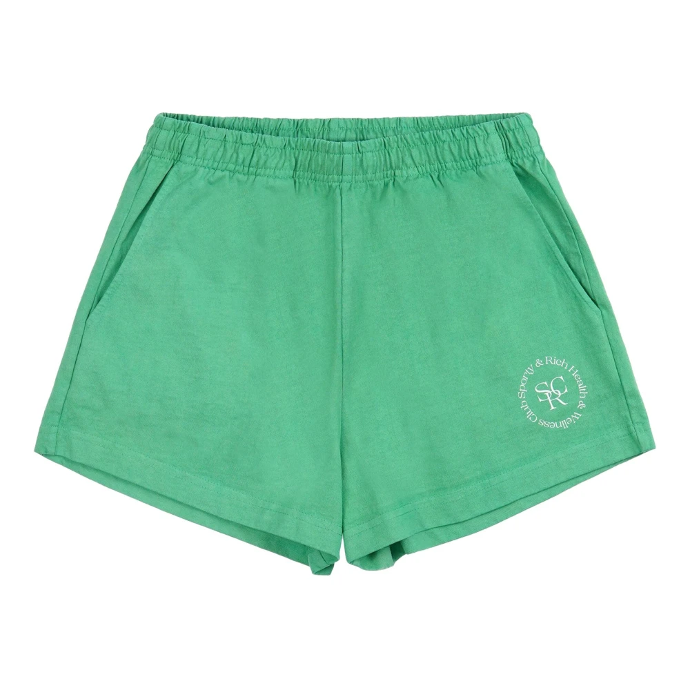 Sporty & Rich Groene Katoenen Disco Shorts met Logo Green Dames
