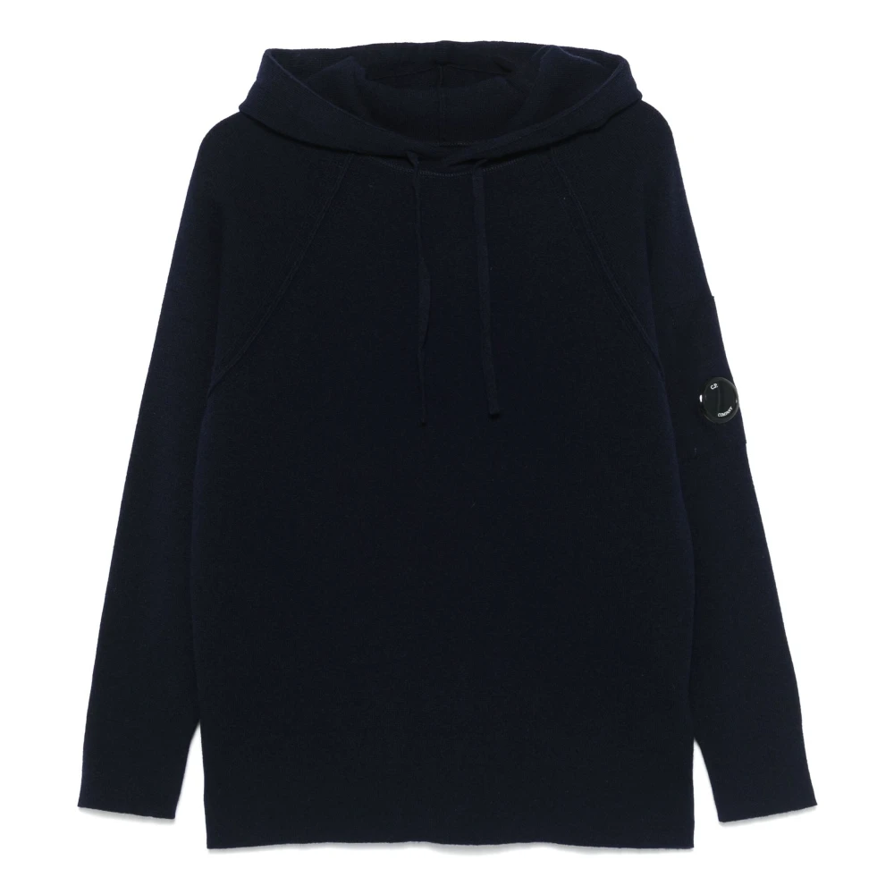 C.p. Company Men's Blue Hoodies, M, Lens Detail Lambswool Hoodie