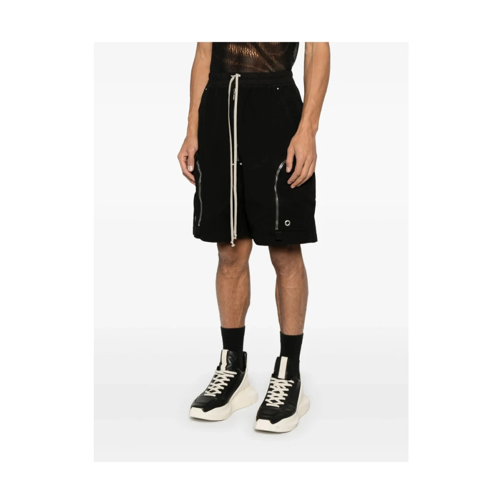 Rick Owens Zwarte Shadow Trekkoord Taille Shorts Black Heren