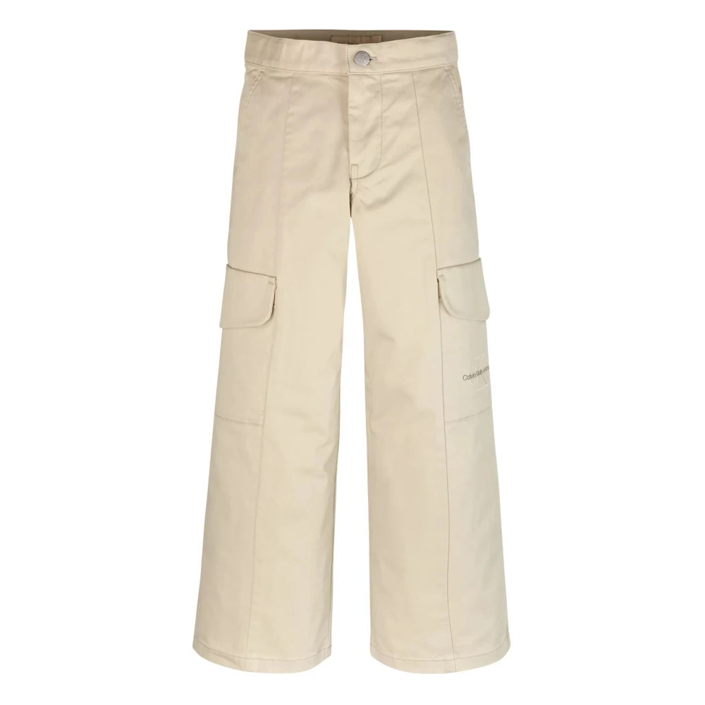 Calvin Klein Jeans Högmidjade cargobyxor med fickor Beige, Unisex