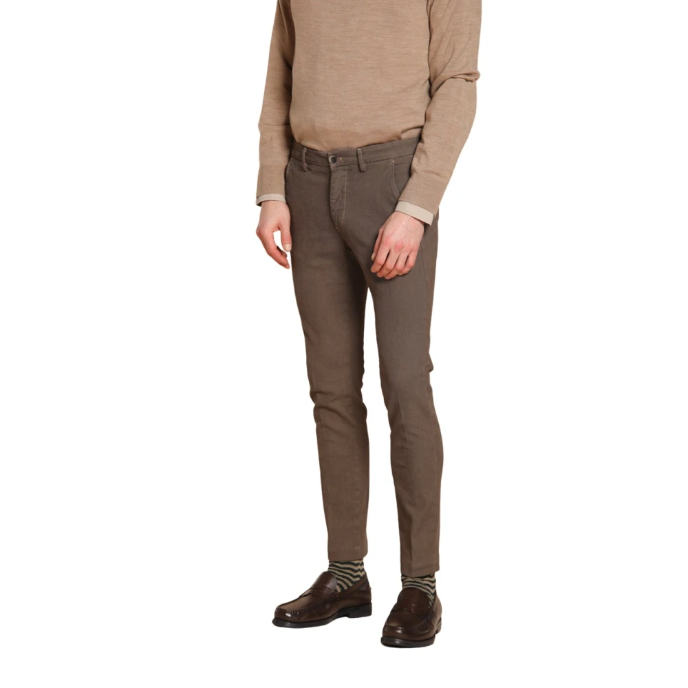 Mason's Men's Brown Chinos, 3XL, Birdseye Pattern Chino Trousers Extra Slim