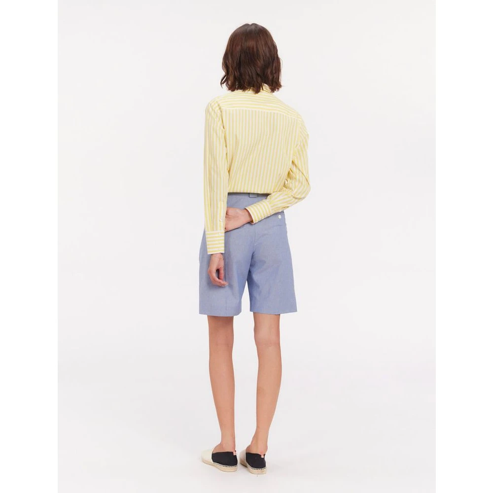 Ines De La Fressange Paris Blauwe Geplooide Hoge Taille Shorts Blue Dames