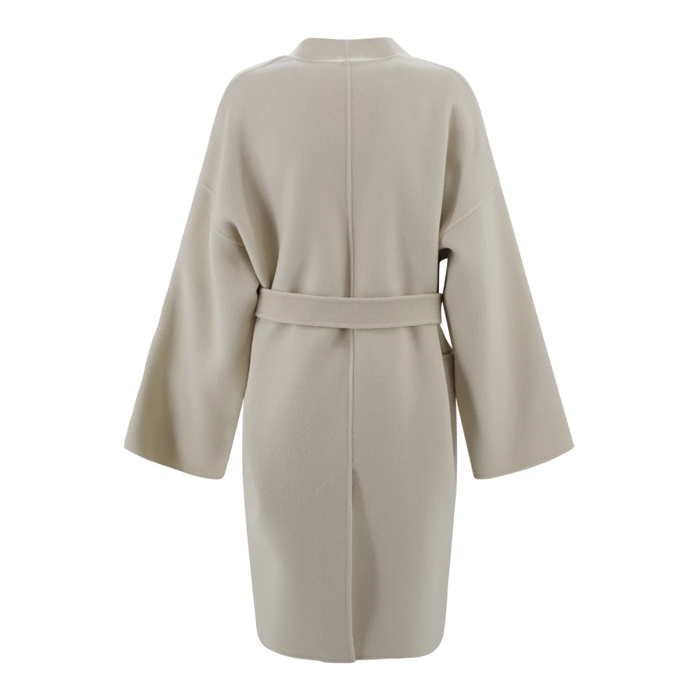 Max Mara Weekend Midi Robejas met shawlkraag Beige Dames