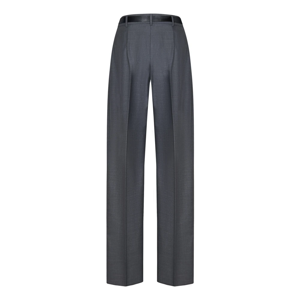 Max Mara Grijze Wollen Broek met Dubbele Plooi Gray Dames