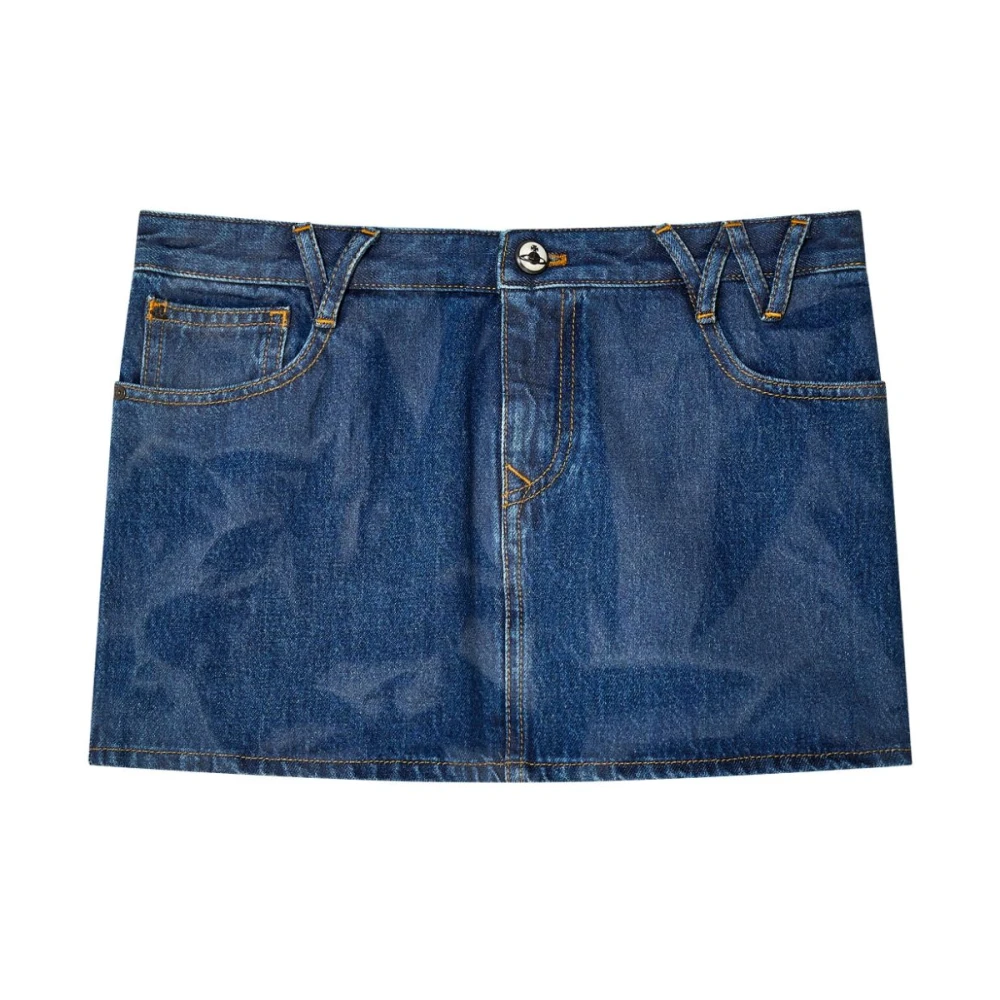 Vivienne Westwood Blauwe Klassieke Five-Pocket Jeans met Kreukel Effect Blue Dames