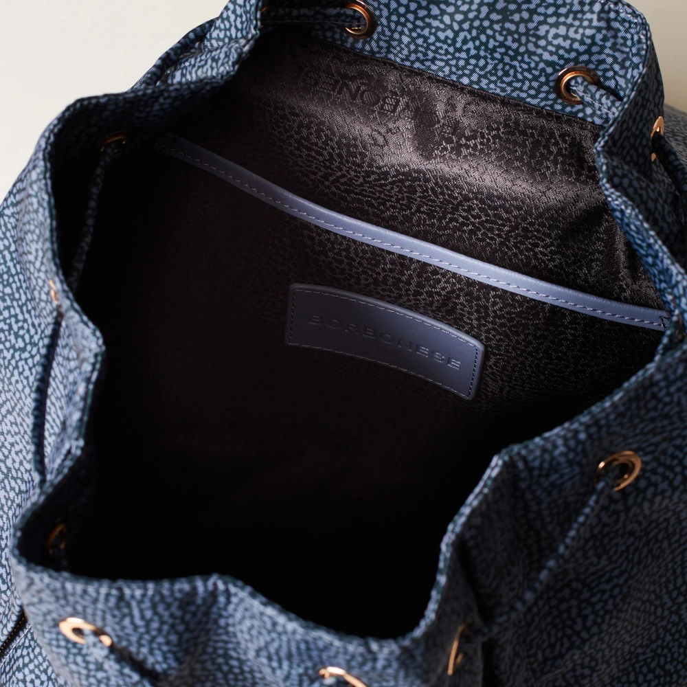 Borbonese Denim Rugzak met Archiefgesp Sluiting Blue Dames
