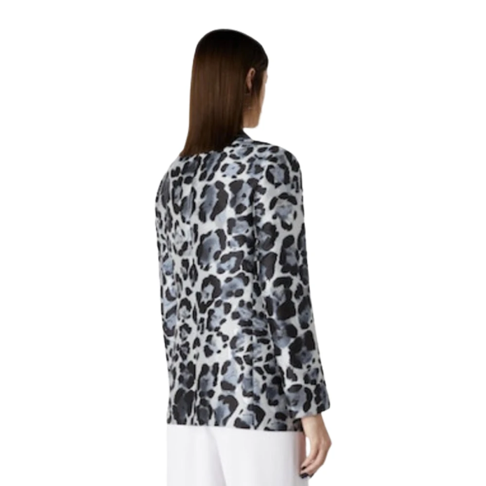 Giorgio Armani Dieren Jacquard Zijden Blend Jas Gray Dames