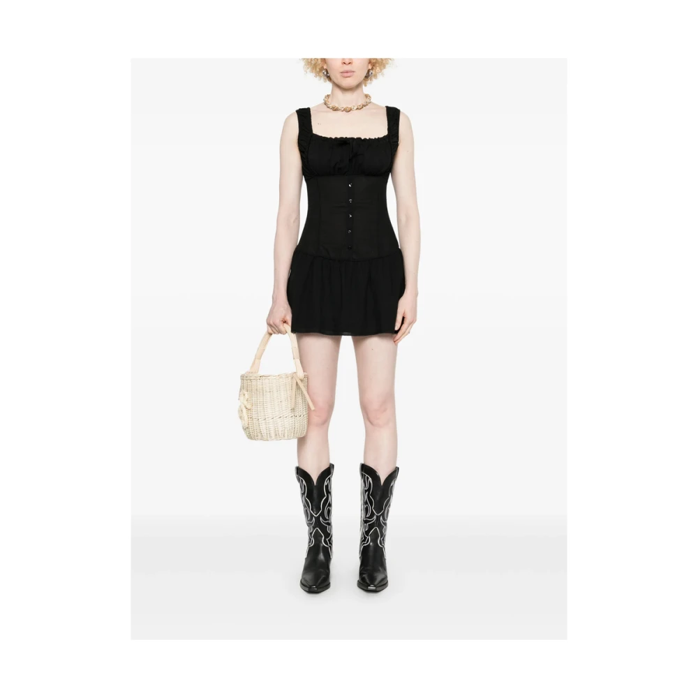 Frankies Bikinis Zwarte Mouwloze Jurk met Vierkante Hals Black Dames