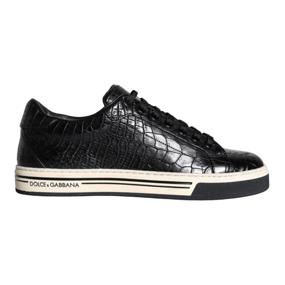 Dolce & Gabbana Men's Black Sneakers, 5 Uk, Leather Low Top Trainers