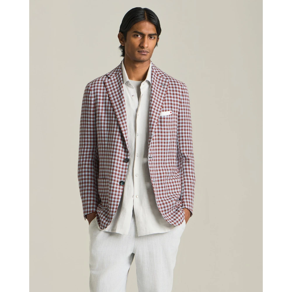 Kiton Micro Check Cashmere Blend Blazer Multicolor Heren