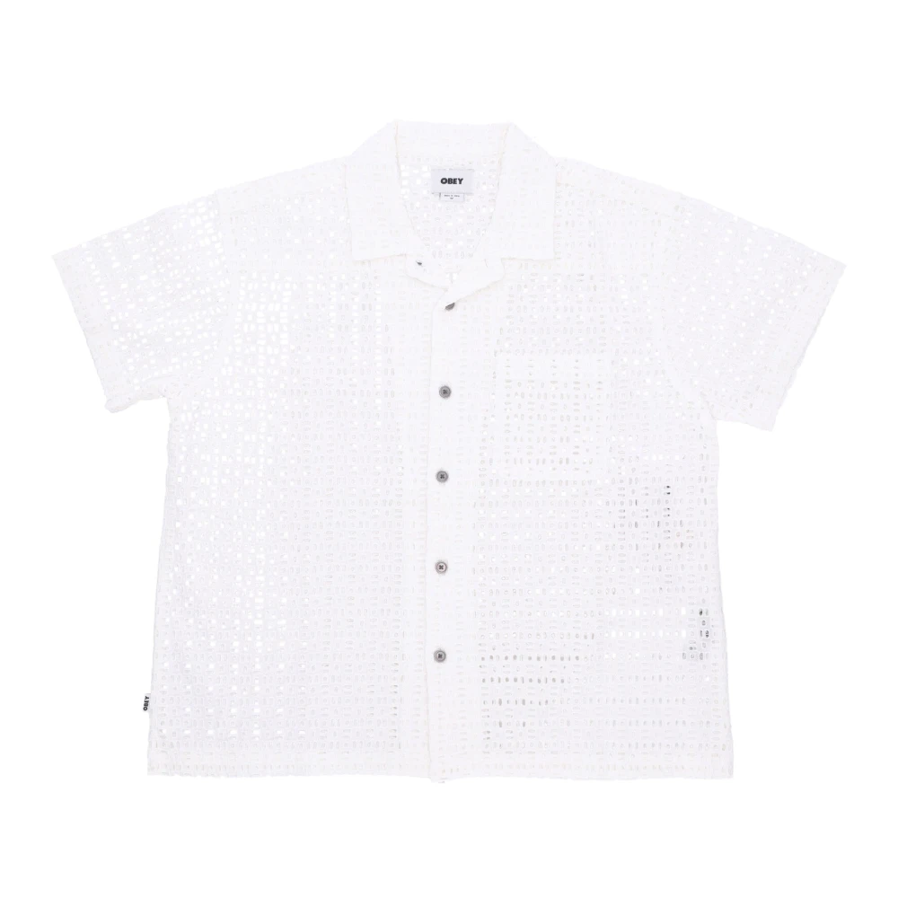 Obey Wit Geweven Korte Mouw Overhemd White Heren