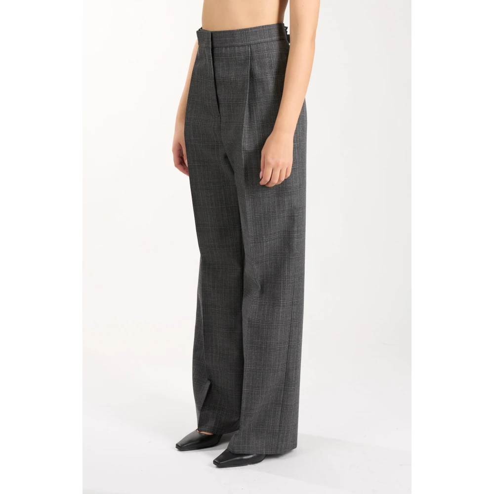 Msgm Geruite wollen palazzo broek Gray Dames