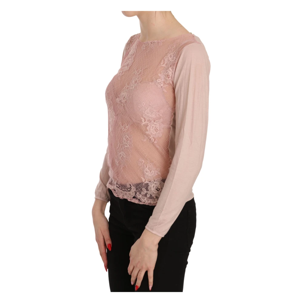 Pink Memories Doorschijnende roze katoenen blouse Pink Dames