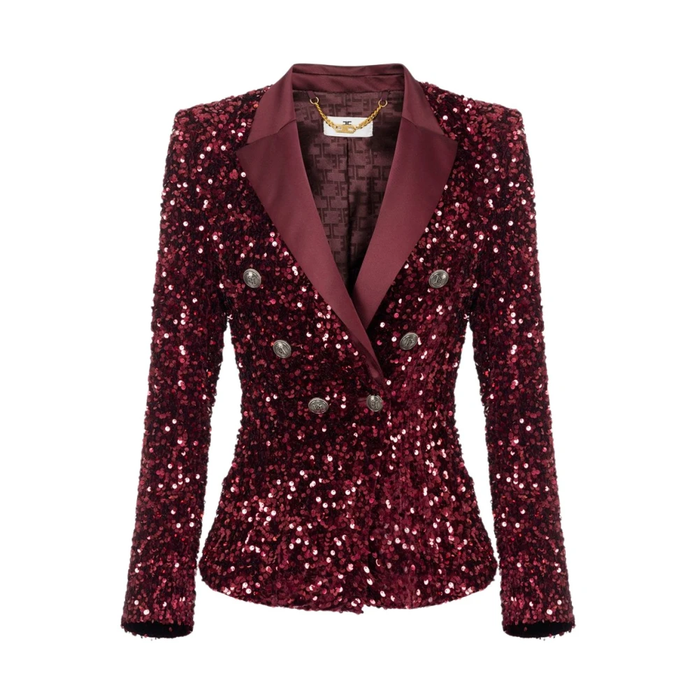 Elisabetta Franchi Bordeaux Jassen voor Vrouwen Red Dames