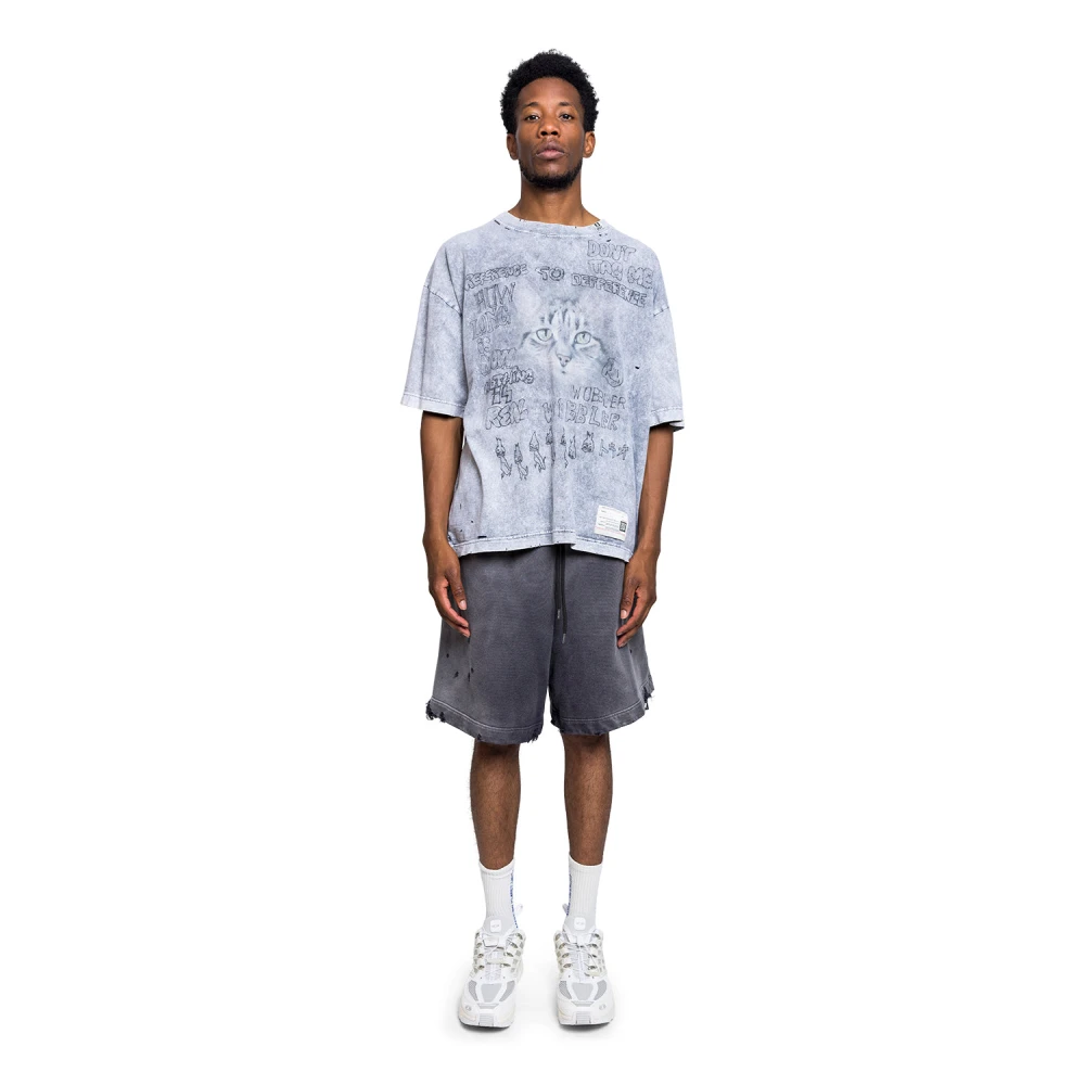 Mihara Yasuhiro Grijze Gebleekte Tee Avant-Garde Stijl Blue Heren