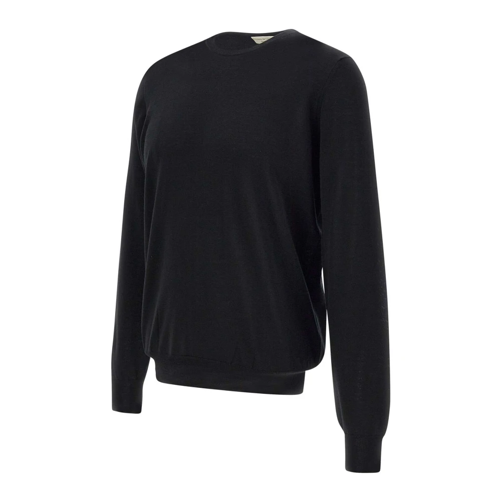 Filippo De Laurentiis Merino Wol Crew Neck Trui Zwart Black Heren