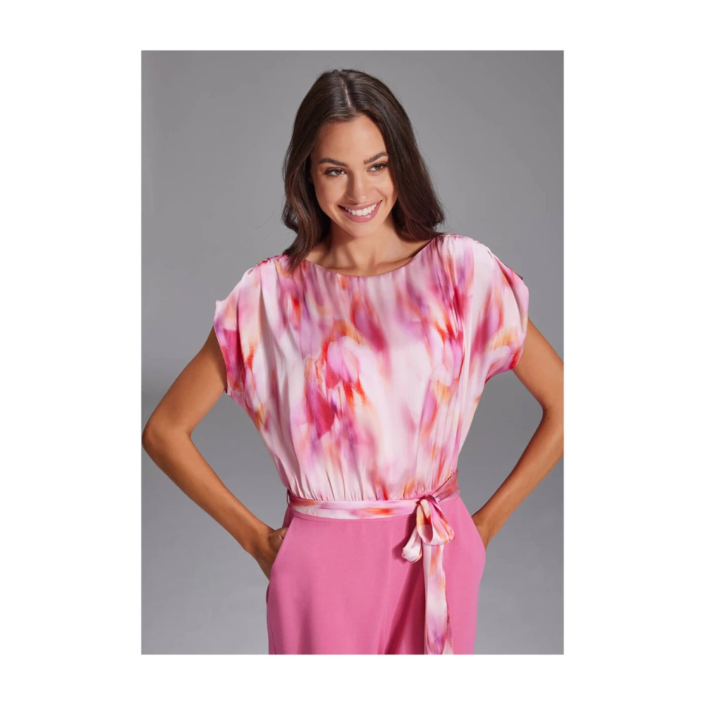 Swing Materiaal Mix Jumpsuit Pink Dames