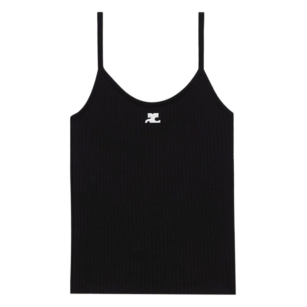 Courrèges Zwarte Gebreide Tanktop met AC-logo Black Dames