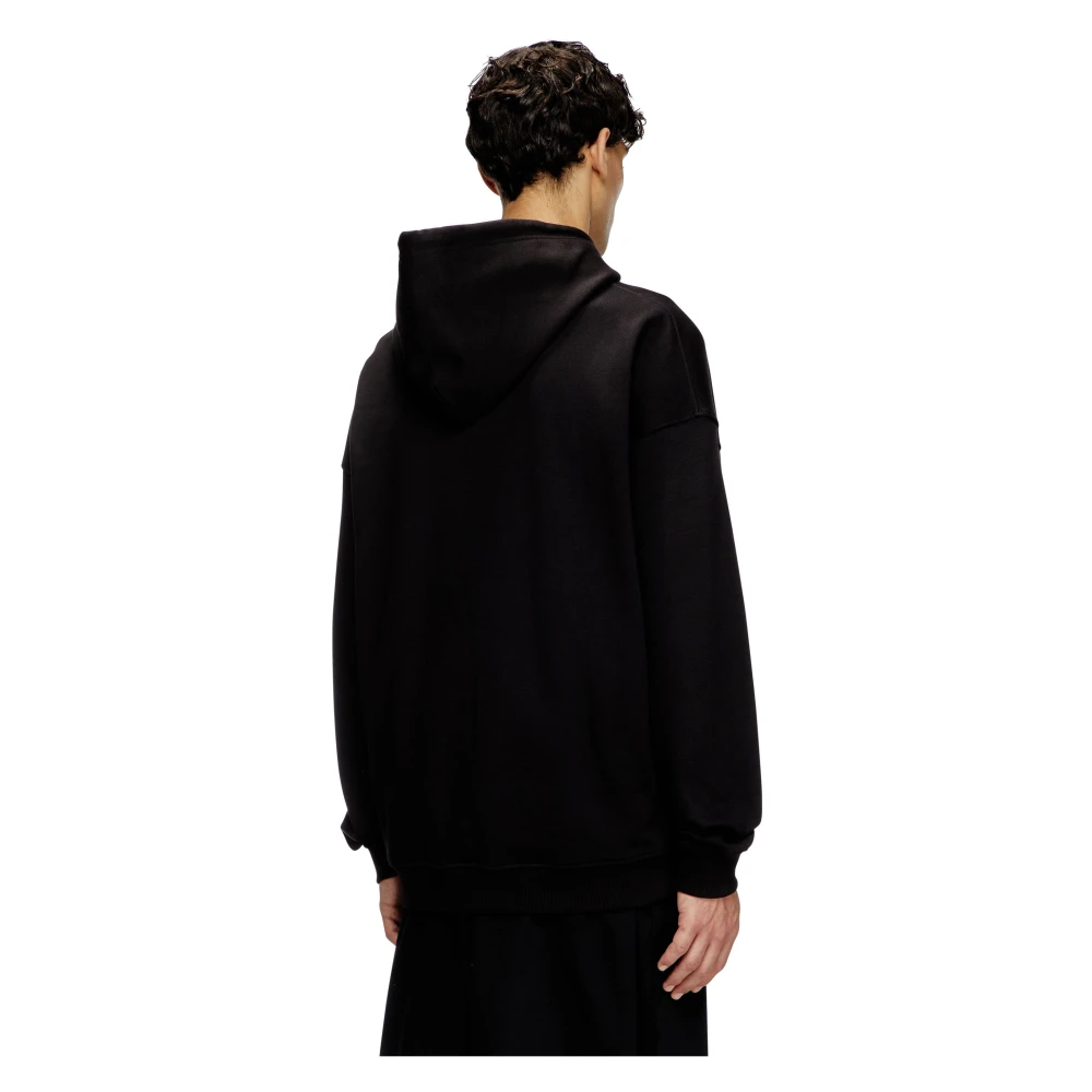 Diesel Biologische Katoenen Sweatshirt met Oval-D Logo Black Heren