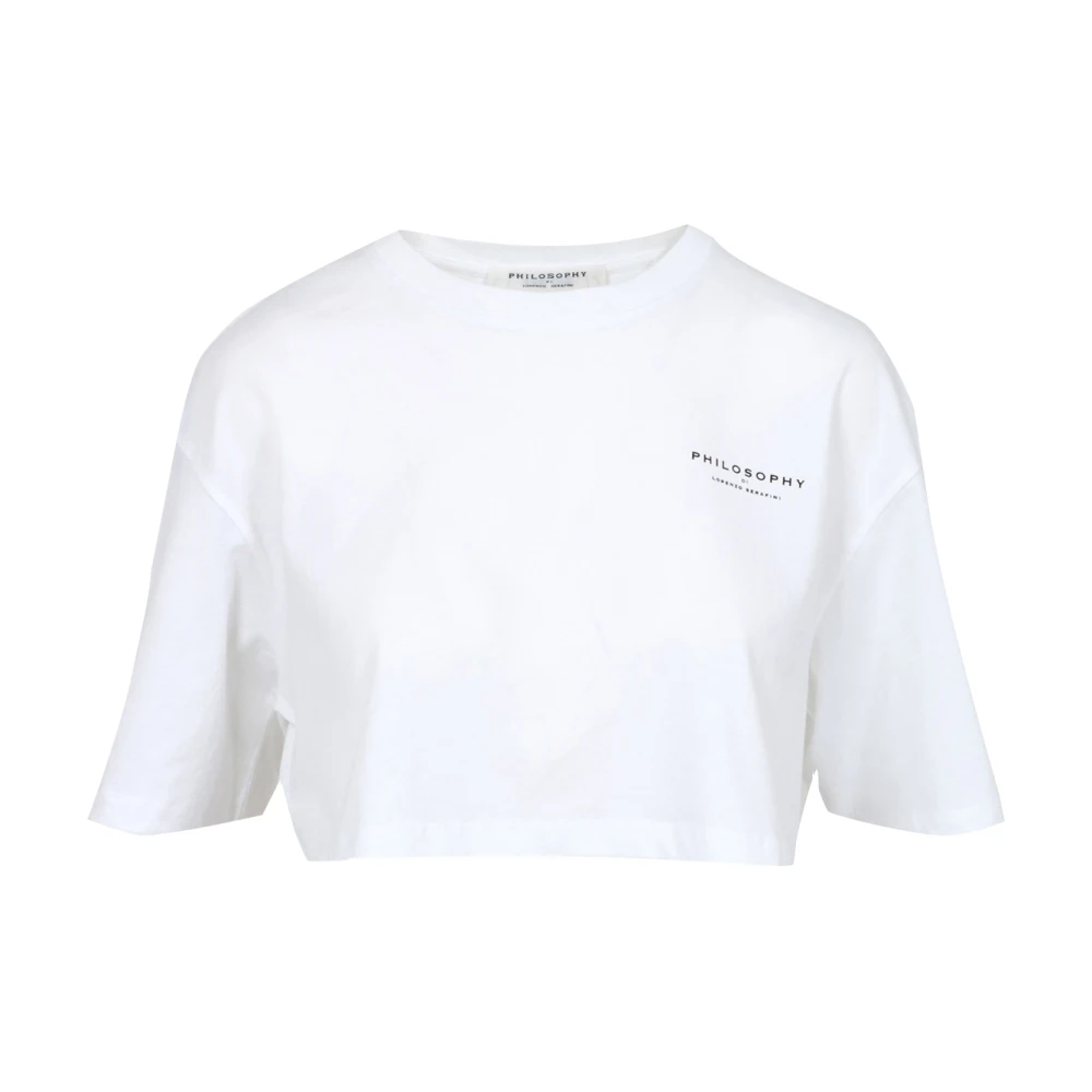 Philosophy Di Lorenzo Serafini Women's White T-Shirts, M, Cropped T-Shirt With Logo