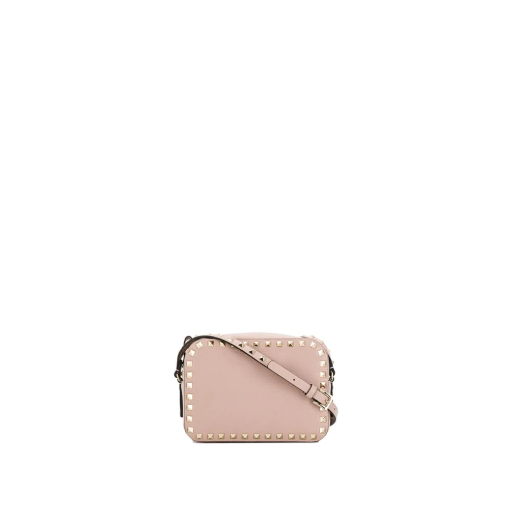 Studded Pink Læder Crossbody Taske