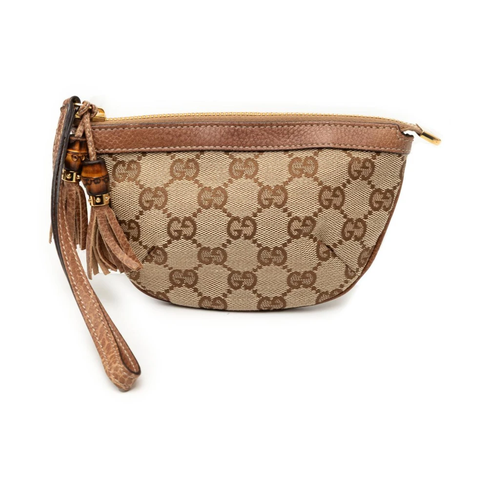 Gucci Vintage Women's Brown Vintage Clutches, One Size, Pre-Owned Canvas Wristlet