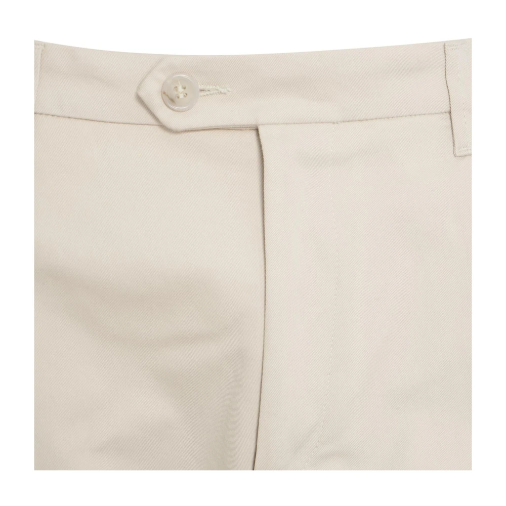 Paolo Pecora Beige Chino's met Plooien en Essentiële Details Beige Heren