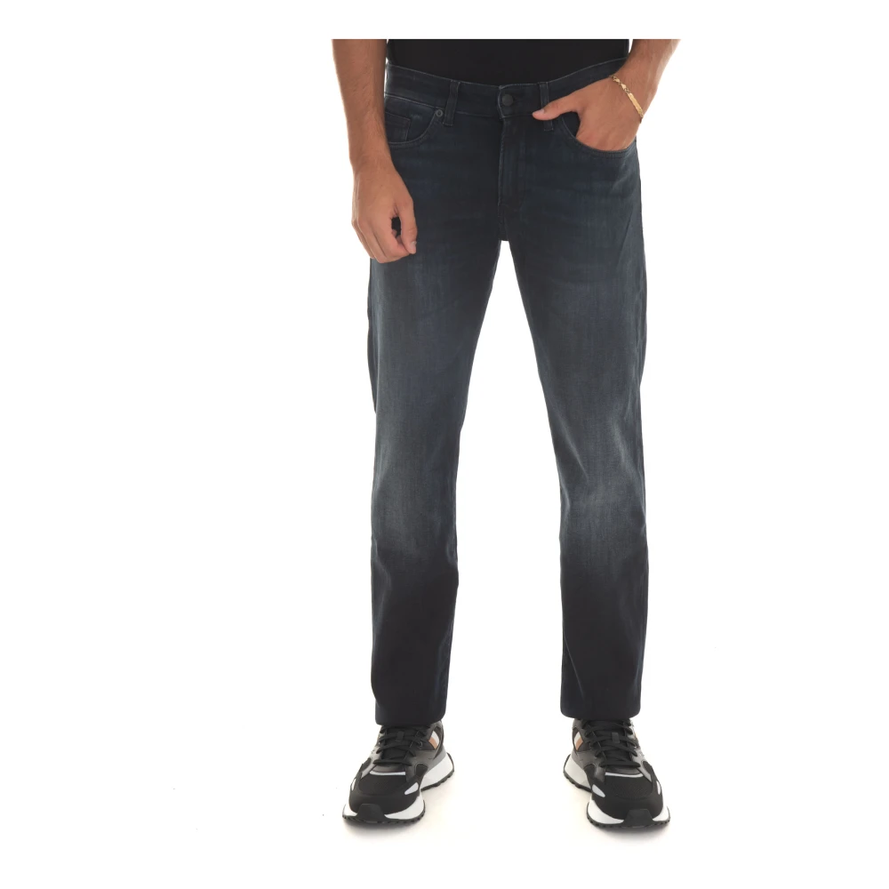 Boss Slim Fit Stone Washed Denim Jeans Blue, Herr