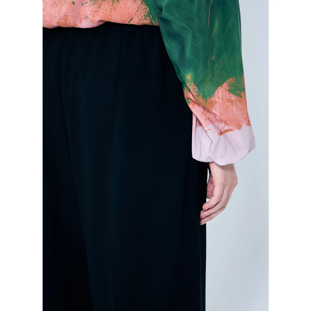 Dries Van Noten Wol Crepe Trekkoordbroek Black Dames