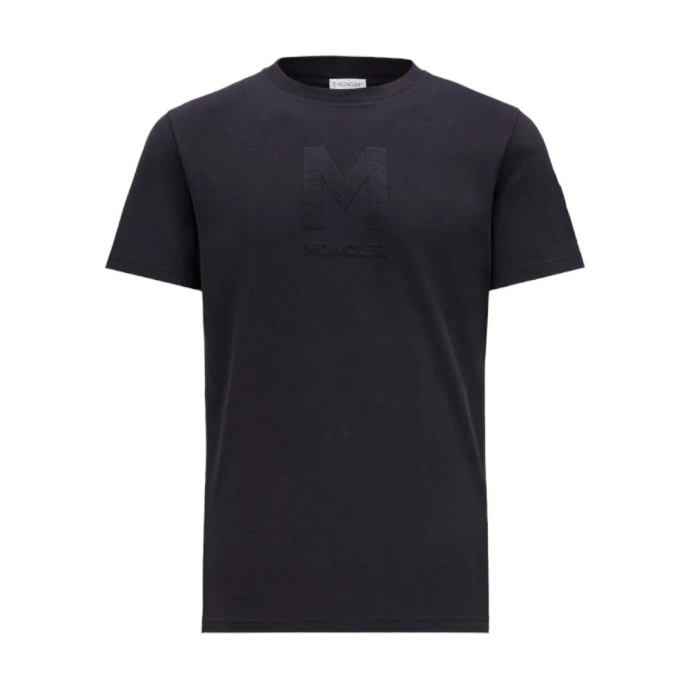 Moncler Navy Logo T-Shirt Casual Staple Blue Heren