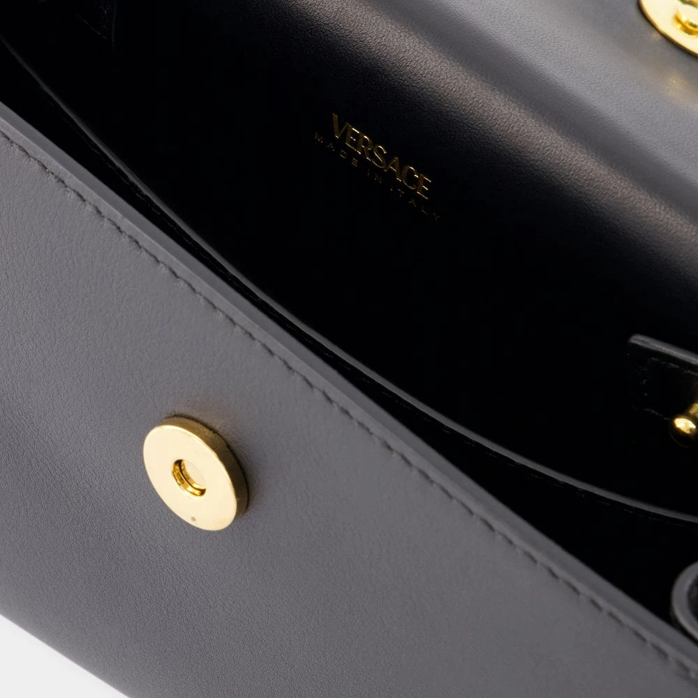 Versace Zwarte Leren Top Handtas Black Dames